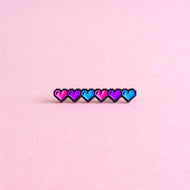 Pixel hearts (bisexual) — enamel pin