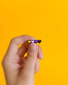Pixel hearts (enby) — enamel pin