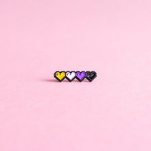 Load image into Gallery viewer, Pixel hearts (enby) — enamel pin