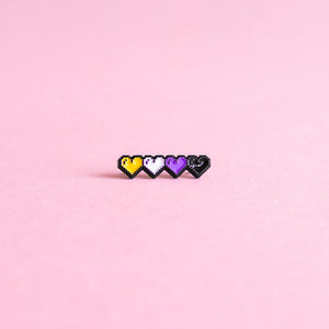 Pixel hearts (enby) — enamel pin
