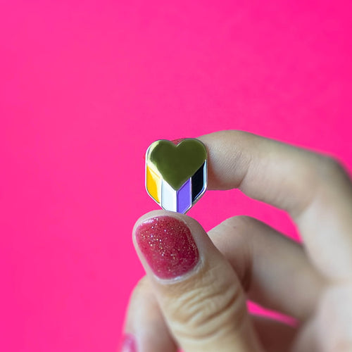 Golden Heart (enby)— enamel pin