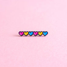 Load image into Gallery viewer, Pixel hearts (pansexual) — enamel pin