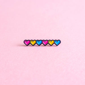 Pixel hearts (pansexual) — enamel pin
