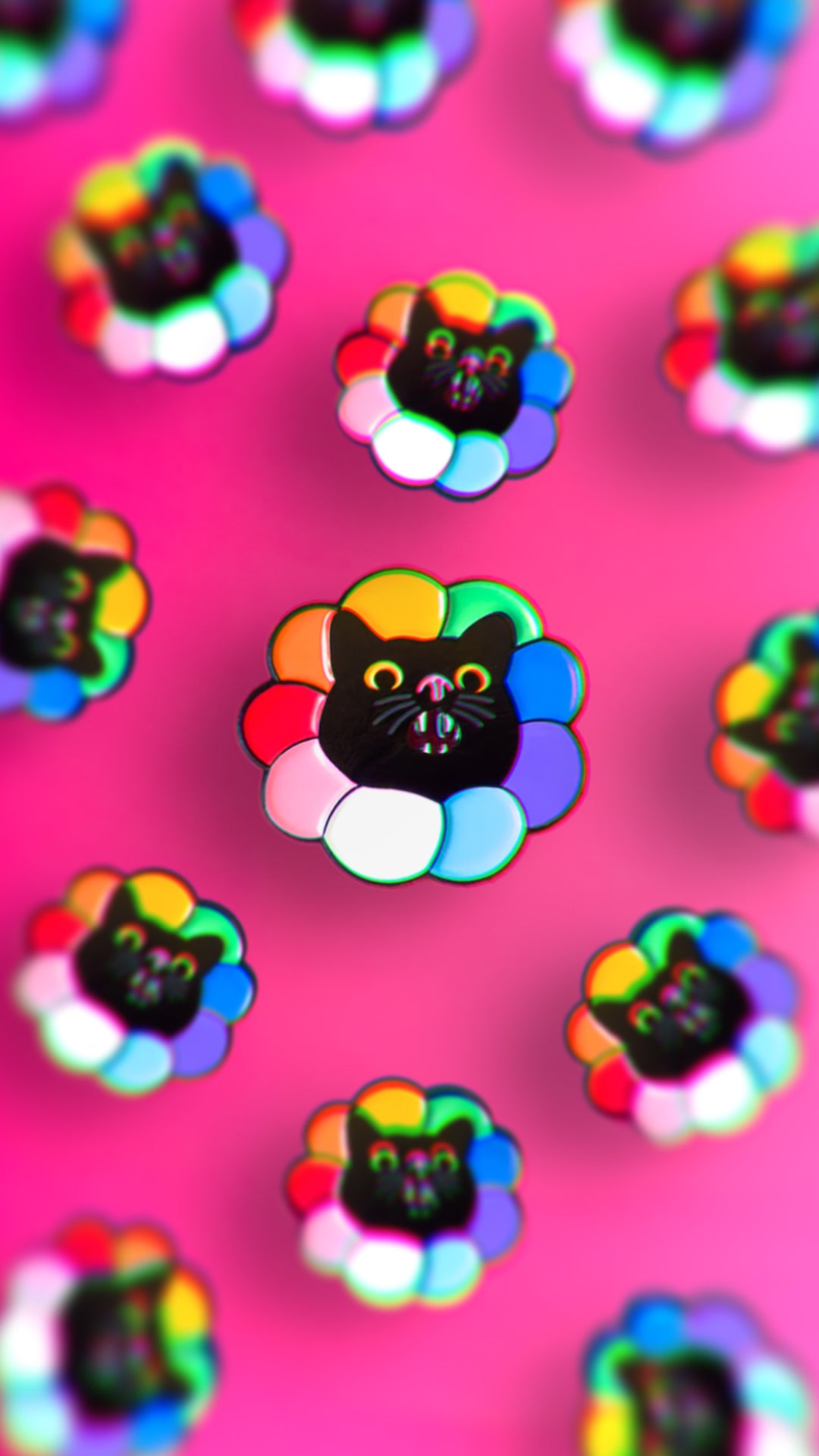 Rainbow flower cat — enamel pin