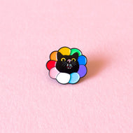 Rainbow flower cat — enamel pin
