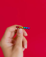 Load image into Gallery viewer, Pixel hearts (rainbow) — enamel pin