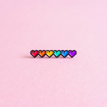 Load image into Gallery viewer, Pixel hearts (rainbow) — enamel pin