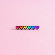 Pixel hearts (rainbow) — enamel pin
