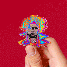 Load image into Gallery viewer, Glow-in-the-dark skull (rainbow) — enamel pin