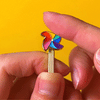Rainbow Pinwheel Spinning Pin — enamel pin