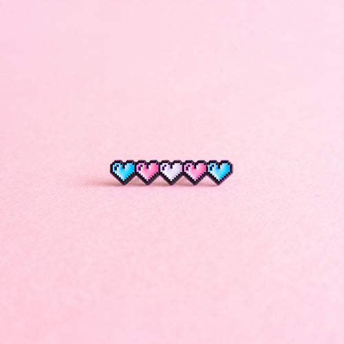 Pixel hearts (transgender) — enamel pin