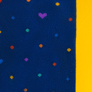 Rainbow dots (navy) — socks