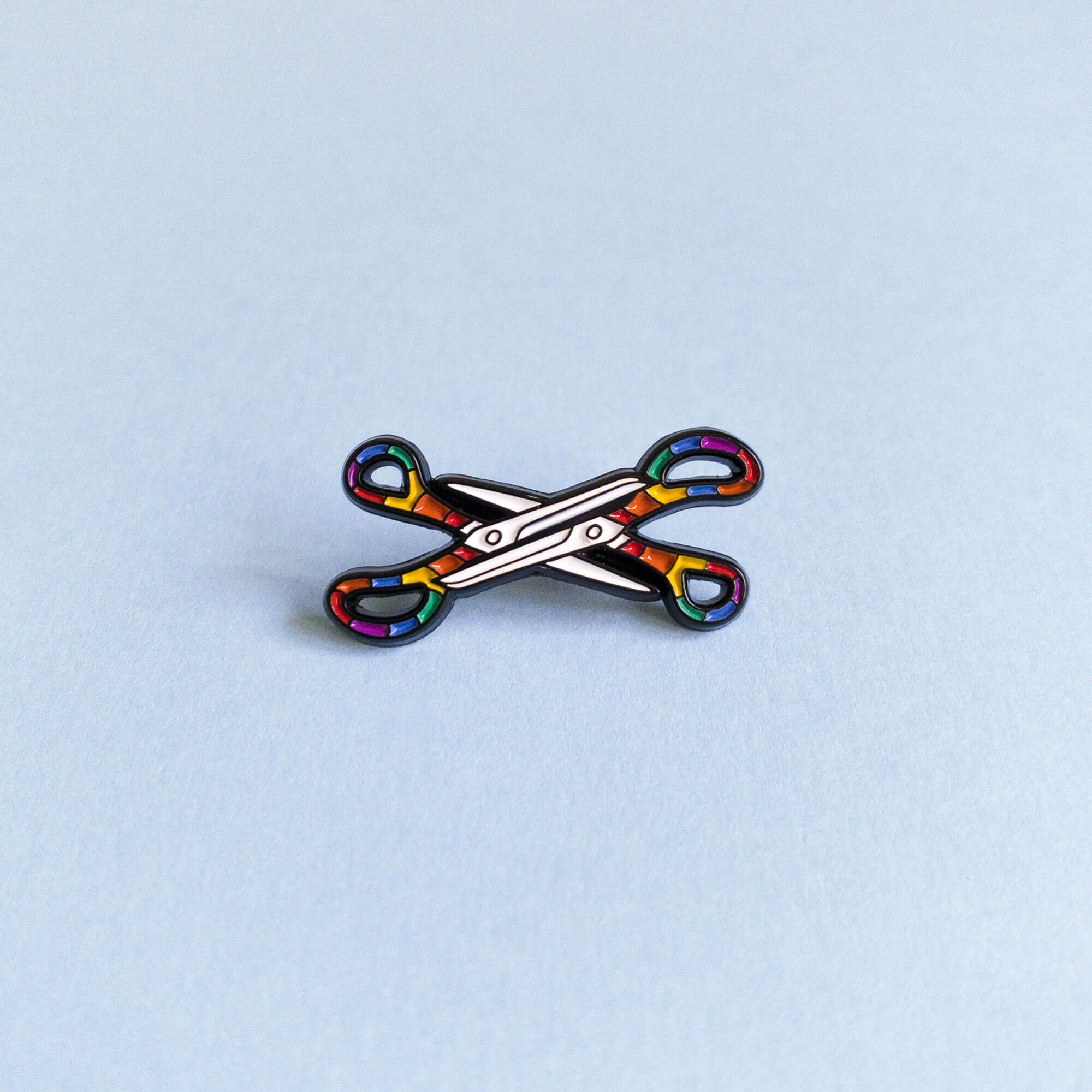 Scissors (rainbow) — enamel pin