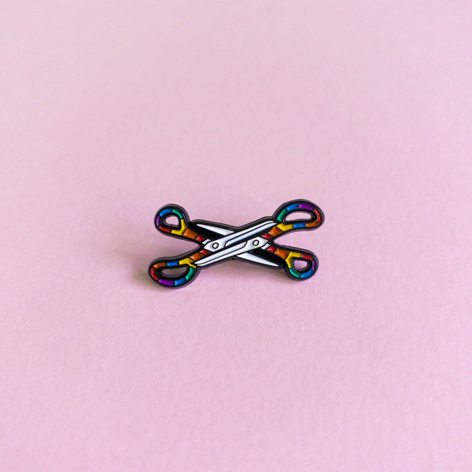 Scissors (rainbow) — enamel pin